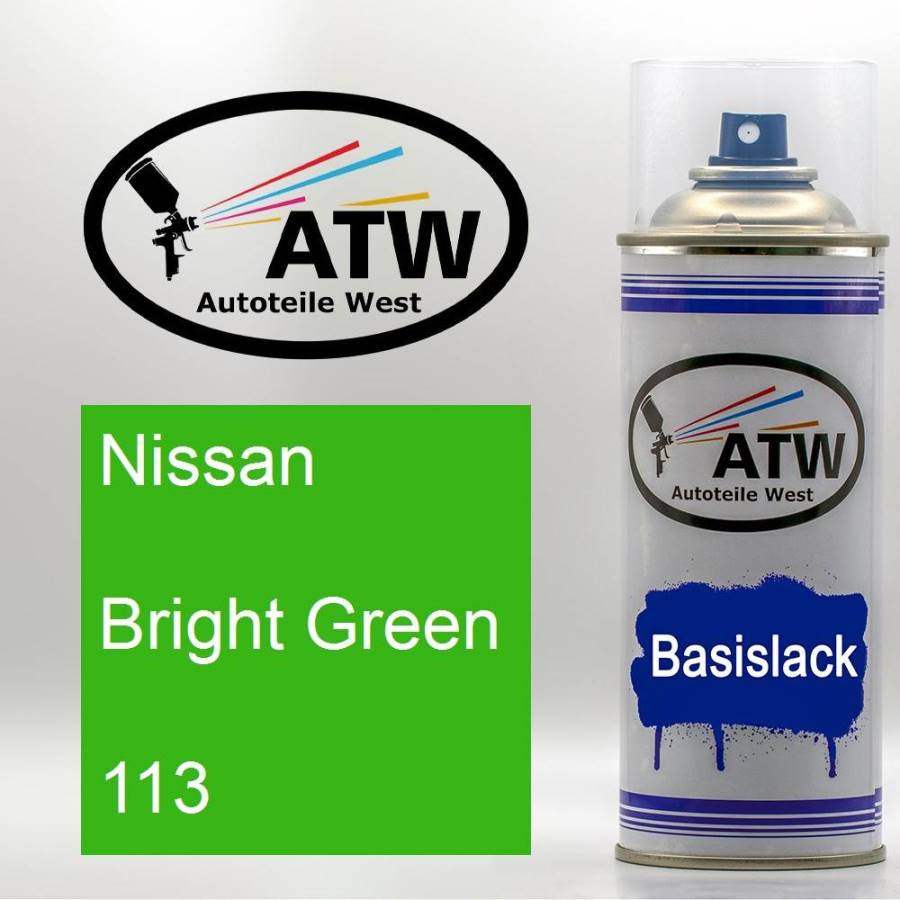 Nissan, Bright Green, 113: 400ml Sprühdose, von ATW Autoteile West.